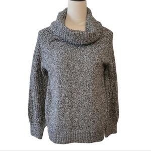 Nine West Black & White Marled Oversized Cowl Neck Sweater Size Small